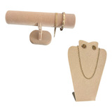 1 Busto Expositor Gd 1 Expositor De Pulseira Veludo Bege