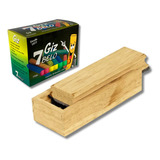 1 Caixa De Giz Colorido Para Lousa Apagador Com Suporte