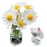 1 Conjunto De Decorações De Painel De Carro- Mini Margarida Em Vaso Com Coelho- Ornamento Autoadesivo Para Interior De Carro E Decoração De Painel