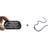 1 Dog Tag Dogtag Inox Gravada Gravação Corrente Inox 75cm