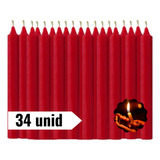 1 Kilo De Vela Palito 34 Velas Vermelha 18cm 100 Parafina