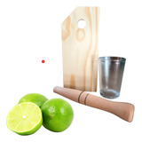 1 Kit Caipirinha Bartender Copo Socador Tábua Drinks 3peças 