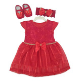1 Kit Menina Vestido sapato faixa Promoção Bebê Infantil