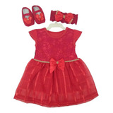 1 Kit Menina Vestido sapato faixa Promoção Bebê Infantil