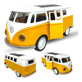 1 Miniatura Kombi De Metal Carrinho Abre A Porta Volkswagen