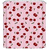 1 Painel De Cortina De Chuveiro De Frutas- 140 X 188 Cm Espesso- Impermeável- Poliéster- Cereja- Cortina De Chuveiro Fofa Com Ganchos Para Casa De Banho Estética