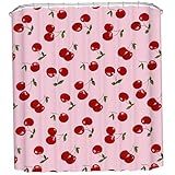 1 Painel De Cortina De Chuveiro De Frutas- 140 X 188 Cm Espesso- Impermeável- Poliéster- Cereja- Cortina De Chuveiro Fofa Com Ganchos Para Casa De Banho
