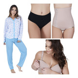 1 Pijama Aberto 1 Cinta Pós Parto 3 Calcinha 1 Sutiã Bojo