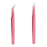1 Pinça Para Aplicação Alongamento De Cílios Fio A Fio Rosa Reta