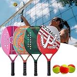 1 Raquete Para Beach Tennis Profissional Em Fibra Carbono Cor Sortida Com Capa Protetora 3 Bolas De Beach Tennis