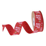 1 Rolo De 8 Fitas De Natal De 2 5 Cm Com Fio Vermelho