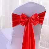 10 50 100 Pçs Lote Cintos De Cadeira De Cetim Arco Simples Fita De Casamento Nó Fita Diy Gravatas Para Festa Evento Banquete Hotel Decoração Para Casa Vermelho 10 Peças
