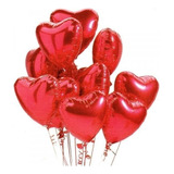 10 Balão Metalizado Coração Vermelho 45cm
