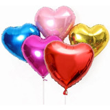 10 Balão Metalizado Formato Coração -