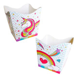 10 Cachepot De Papel Festa Doce Decoração Tema Unicórnio