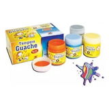 10 Caixa Tinta Têmpera Guache Escolar C/6 Cores De 15ml Cada