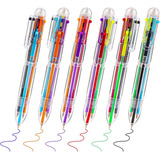 10 Canetas Multicolorida Cristal 6 Cores Escrita Fina Macia