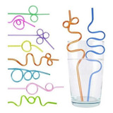 10 Canudo Colorido Acrilico Espiral Drinks