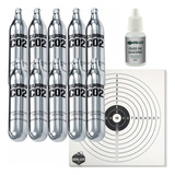 10 Cápsulas Co2 12g Descartável + Óleo Silicone 15ml + Alvos
