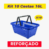 10 Cesta Plástica Supermercado Reforçada Cestinha Multiuso
