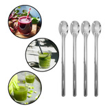 10 Colheres Bailarina Longa Inox Suco Refresco Milkshake 