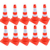 10 Cone 75 Cm Borracha Flexível Refletivo Laranja E Branco