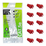 10 Conectores Rj45 Cat5e Furukawa + 10 Capas Snap Vermelhas