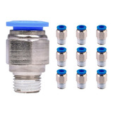 10 Conexão Pneumática Engate Rápido Reta Macho 08 Mm X 1/4 