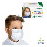 10 Cxs Máscara Tripla Infantil Descartável Branca C/elástico Cor Branco