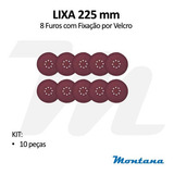 10 Discos Lixa C/ Velcro 225mm 9 Pol C/ 8 Furos P/ Lixadeira