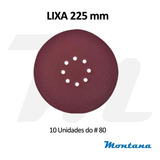 10 Discos Lixa C/ Velcro 225mm 9 Pol C/ 8 Furos P/ Lixadeira
