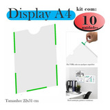 10 Display A4 Expositor Porta Folha Quadro Aviso Parede Petg