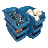 10 Gaveta Plastica Empilhável Bin Nº5 P/ Estante Organizador Cor Azul
