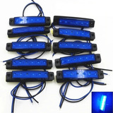 10 Lanterna Lateral Caminhão Trailer Baú - 6 Leds 12v Azul