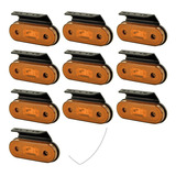 10 Lanterna Lateral Led Caminhão Carreta Baú Com Suporte