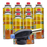 10 Lata Refil De Gás Butano + 1 Maçarico Portátil Culinário