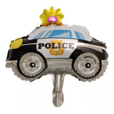 10 Mini Balão Metalizado Carro Viatura Policia Centro Mesa