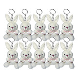 10 Mini Coelhos Pelucia Lembrancinha Chaveiro Páscoa Creme