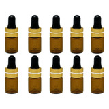 10 Mini Frascos Conta Gotas 2ml Com Tampa Dourada Luxo