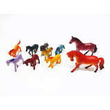 10 Miniaturas De Cavalos Animal Brinquedo Infantil Maquete