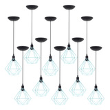 10 Pendente Aramado Diamante Lustre Retrô Vintage Industrial