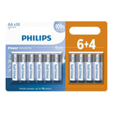 10 Pilhas Aa Pequena Alcalinas Philips