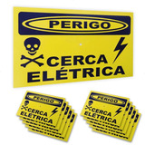 10 Placa Advertência: Perigo Cerca Elétrica