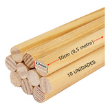 10 Poleiro Cabo Bastão Vareta Madeira Pinus Liso 23mmx50cm