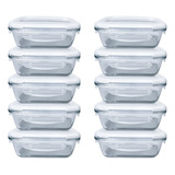 10 Potes Vidro Hermético Marmita Tampa 1040ml Dieta Fitness