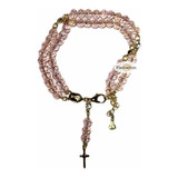 10 Pulseira Terço Cristal Nossa Senhora Aparecida Rosa