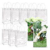 10 Pvc Sacola Praia Bolsa Plástica Alça Transparente Cristal