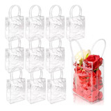 10 Sacos De Presente De Plástico Pvc Reutilizáveis Com Alças