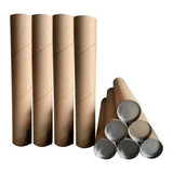 10 Tubo Postal Tubete Canudo Papelão 86cm X 7,3cm Ø C/ Tampa