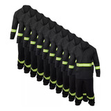 10 Uniformes Calça E Jaleco Refletivo Manga Longa Preto